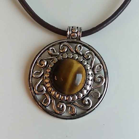 Chicos Leather Cord Pendant Choker - Picture 1 of 5